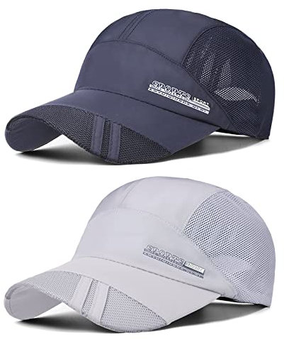 TAGVO Sports Mesh Baseball Cap, 2 Stück Sommer Atmungsaktive Sun Cap Schnell Trocknend Hüte Unisex Laufvisier Cap mit Verstellbarem Schnallenverschluss