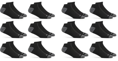 Fruit of the Loom Men's Dual Defense No Show Socks (12 Pack), Black, Medium (6 - 12)
