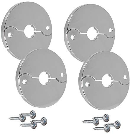 PROCURU 4-Pack 1/2-Inch CTS (5/8 OD) E3755 Hinged Split Escutcheons, Chrome Pipe Cover Plates with Screws, for 1/2 Copper, PEX Pipe