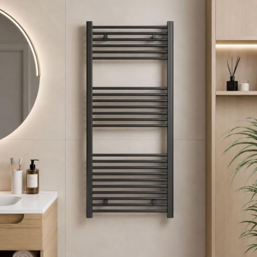 OGOMONDO Termoarredo Bagno Scaldasalviette Acciaio Nero Opaco | Radiatore, Calorifero, Termosifone