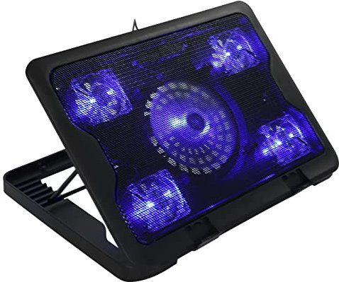 Cuifati Cooling Pad Gaming Laptop Cooler, Portable Ultra-Slim Silent Laptop Notebook Cooling Pad, USB Powered Silent With 5 Fans, with LED Quiet Slim, Light Weight Cooler