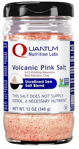 Quantum Nutrition Labs Volcanic Pink Salt - Our Pink Sea Salt is a Hawaiian Red Alaea Sea Salt & Australian Salt Blend for Cooking, Baking with Minerals & Rich Taste - 12 oz