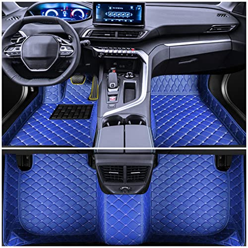 Muchkey Juego de Alfombrillas de Moqueta a Medida para el 95% de los Modelos de Coche Personalizadas Alfombras Tapete (Color:Azul) | Alfombrillas de piel sintética para todo tipo de climas, impermeables, accesorios azules