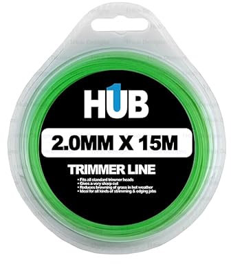 Strimmer line 2.0mm x 15m Universal Fit Nylon trimmer Wire Heavy Duty for Grass Strimmers Brushcutters DIY and Gardening Round Cord