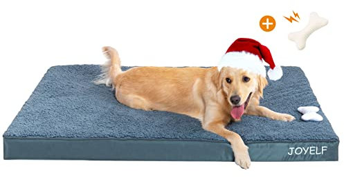 JOYELF XLarge Hundebettmatte für große Hunde, Eierkistenschaum-Haustierbettmatte mit wasserdichtem und abnehmbarem waschbarem Bezug