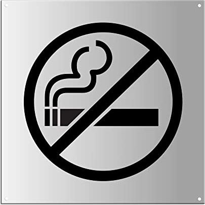 Schild Rauchen verboten XL Hinweisschild aus Aluminium silber-matt eloxiert 200x200 mm 4-fach gelocht Nr.44021-EL