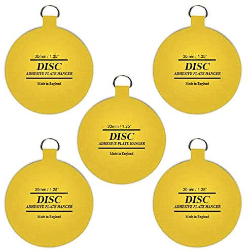 30mm Adhesive Plate Hanging Discs, 5 Pack Invisible Self Adhesive Hangers | Small Rear Mount Plate Display Hooks for Mini Plaques, Picture Plates, Craft Pieces and Lightweight Wall Décor