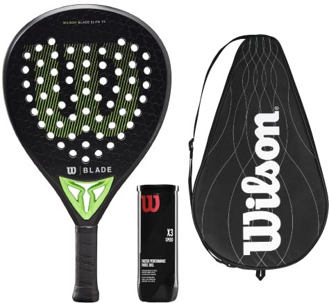 Wilson Blade Elite TX V2 - Pala de pádel (incluye funda protectora y 3 pelotas de pádel Wilson X3 Speed