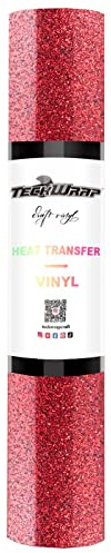 TECKWRAP Glitter Heat Transfer Vinyl Rolle - HTV Iron On Flex Folie 152 cm x 30 cm (Rot)