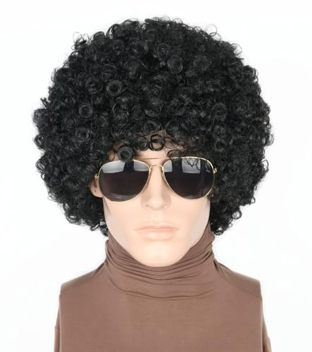 LeMarnia Unisex Erwachsene Schwarz 70er Afro Perücke Halloween Party Kostüm Perücken