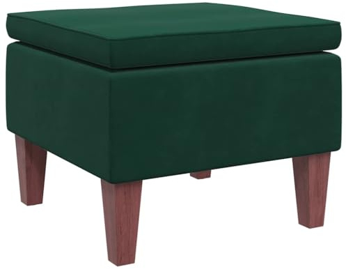 vidaXL Hocker, Sitzhocker Fußhocker mit Holzbeinen, Polsterhocker Fußbank für Wohnzimmer Schlafzimmer Flur, Fußstütze Ottomane, Modern, Dunkelgrün Samt