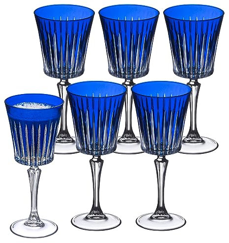 Barski Lot de 6 verres à vin européens pour vin rouge ou blanc – Verres à pied élégants colorés – Prêt à offrir, 300 ml, cobalt (bleu)