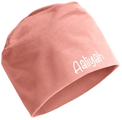 AngelicArt Personalisierte Kindermütze, Beanie für Kinder mit Wunschnamen, für Jungs, Mädchen, Unisex aus Baumwolle/Jersey (Altrosa)