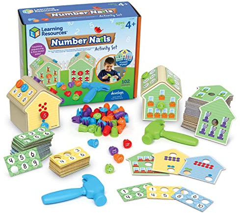 Learning Resources Zahlennägel-Aktivitätsset, ab 4 Jahren, Mathetraining-Spiele für Kinder, Spiele für die Vorschule, Klassenzimmerspiele für die Grundstufe, 102-teilig