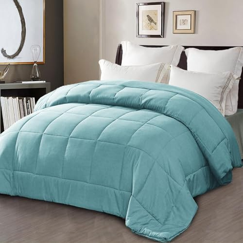 Exclusivo Mezcla 7.5 Tog King Size Coverless Duvet, Lightweight Soft Quilt | 220x240 cm, Soft Pre-washed Microfiber, Breathable All Seasons Down Alternative Comforter, Machine Washable, Teal Green