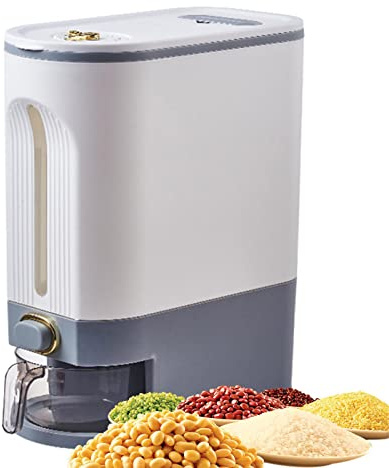 shangjia Rice Container | Leakproof Cereal Rice Food Storage Bin,Food Dispenser Kitchen Organization With Time Pointer Measuring Cup for Kitchen Soybean Corn