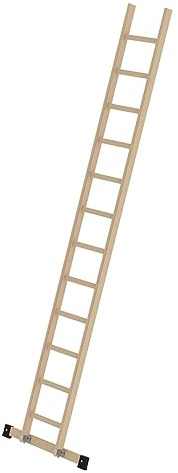 PROREGAL Sprossen-Anlegeleiter Holz mit Traverse | 12 Sprossen | Leiter, Teleskopleiter, Trittleiter, Bockleiter, Sprossen-Doppelleiter