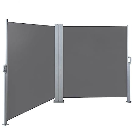 SVITA Doppelseitenmarkise ausziehbar freistehend Sichtschutz 600x200 cm Hellgrau