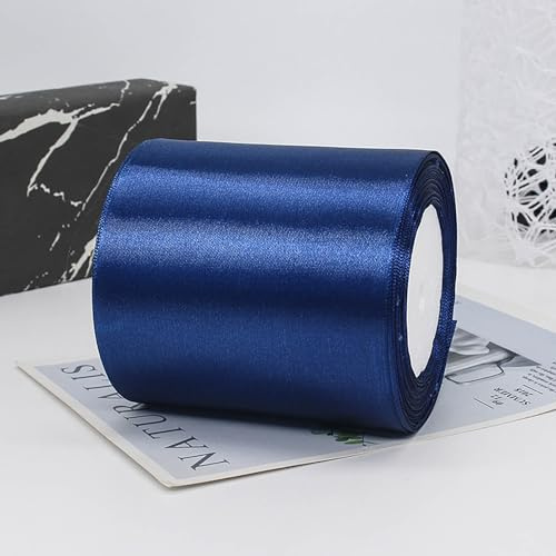 ZYOOO 10cm * 22m Satinband Dunkelblau Breit - Schleifenband Geschenkband zum Hochzeit Geschenk Dekoration