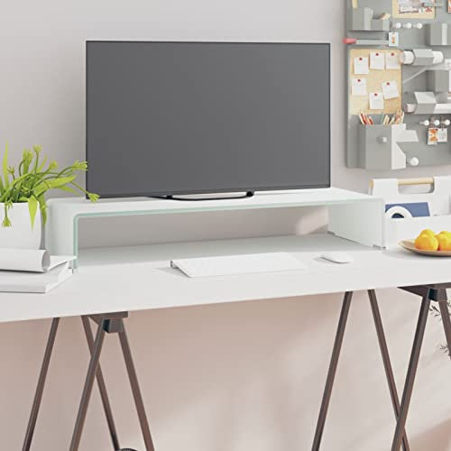 Camerina TV-Aufsatz/Monitorerhöhung Glas Grün 80x30x13 cm Monitorständer Notebookständer Erhöhung für Fernseher TV