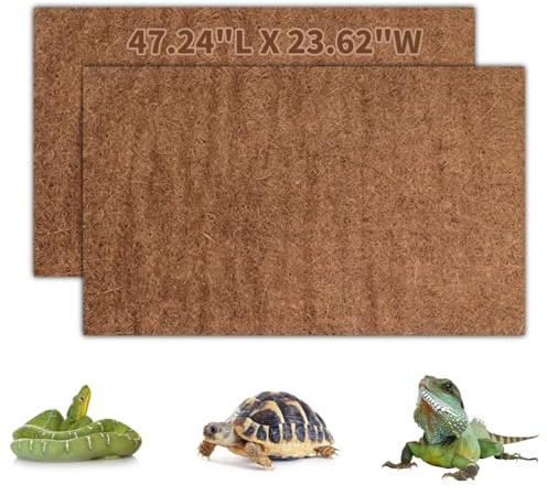 Hamiledyi Reptile Carpet Natural Coconut Fiber Tortoise Carpet Mats for Pet Terrarium Liner Reptile Supplies for Lizard Snake Chameleon Turtle Bedding Bunny Rabbit Mat (2 x Sheets)
