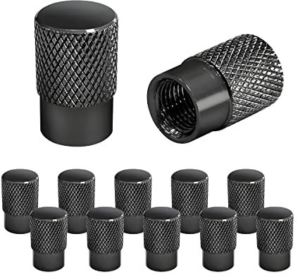 JNNJ Bouchons de Pneu, 12 pièces Bouchons Valve Pneu, Aluminium Alloy Capuchon Antipoussière de Roue, Universel pour Voitures, Résistant à la Corrosion, Capuchon de Valve Moto(Noir)