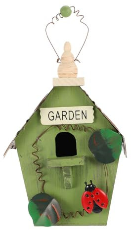 Yardwe Wooden Birdhouse Outdoor Hanging Balcony Garden Decoration Creative Lovely Bird Shelter Small Natural Material for Backyard Patio Use