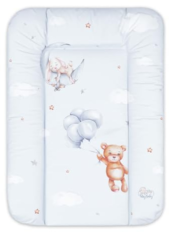 Wickelauflage Wickelunterlage abwaschbar und wasserdicht 70x50 cm - Wickelmatte zum Auflegen auf Wickeltisch Wickelaufsatz Wickelkommode oder Waschmaschine changing mat 70 x 50 Teddybären B