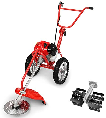BDCXUX Cortacésped con Operador a pie, cortacésped de 42,7 CC con Motor de 2 Tiempos, cortacésped a Gasolina, cortacésped pequeño Multifuncional