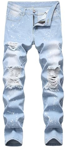 Generico Y2K Jeans Jeans Baggy Uomo Jeans Uomo Corti Jeans da Uomo Jeans Lavoro Uomo Jeans Strappati Pantaloni Jeans Uomo Jeans Bianchi Bottoni per Stringere Jeans Jeans Ragazzo 16 Anni