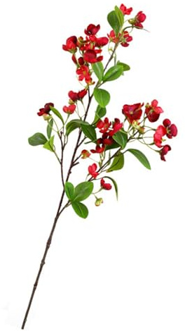 Flor de Hortensia Artificial Simulación de Larga Duración Decoración del Hogar Flor de Cerezo 80 Cm 18 Grupos Sala de Estar Dormitorio Hotel Tienda Centro Comercial (rojo)