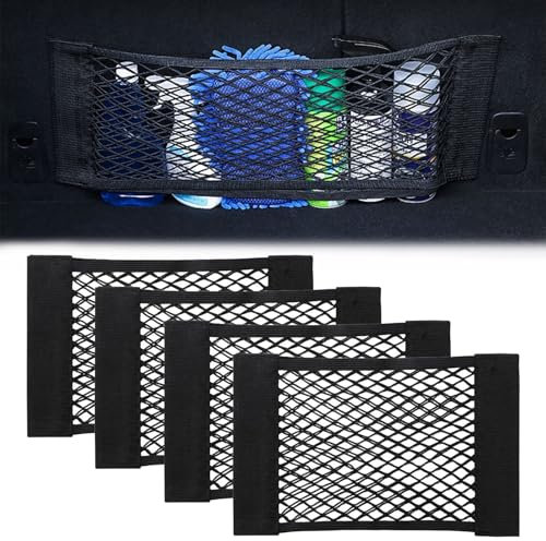 VBGURR 4 reti da carico, rete da carico per auto, elastica, nera, rete portaoggetti per bagagliaio, accessori per auto (40 x 25 cm)