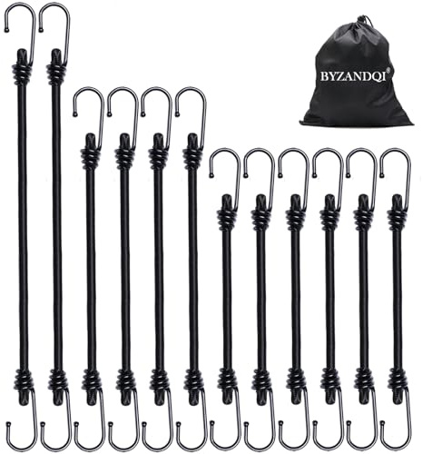BYZANDQI Spanngummi mit Haken | Expander mit Haken 10er Set | 30cm 60cm 100cm Gepäckspanner Spanngurte Gummispanner für Gepäckarten Tarps Garten Fahrrad Auto Ladung (Gemischte Größe)