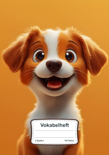 Vokabelheft Hund: 2 Spalten, Liniert mit 100 Seiten in DIN A5 für jeden Sprachunterricht in Schule & Freizeit mit Bösen Hunden Motiv