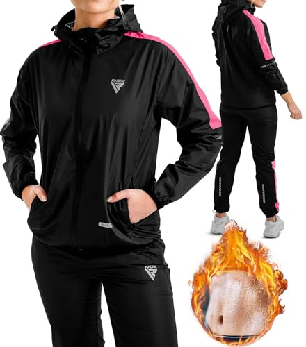 RDX Costume Sauna, Anti-Déchirure Survêtement avec Capuche, REACH OEKO TEX 100 CERTIFIÉ Combinaison Sudation Fitness Sweat à Capuche, Minceur D’entraînement Perte Poids Suit Sport Femme