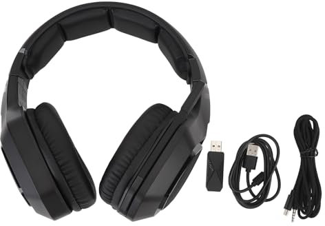 LiebeWH Casque de Jeu sans Fil 2,4 GHz, Suppression du Bruit, écouteurs de Jeu Bluetooth, Connexion Filaire 3,5 Mm, Bandeau pour Jeux sur PC (Black)
