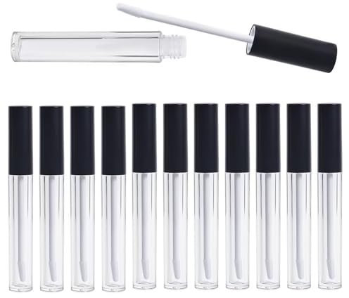 Xbessc 12 Stück 10 ml Kunststoff Lipgloss Behälter Lippenstifthülsen Leer Transparente Nachfüllbare Lippenbalsam Behälter Mini Leere Tuben Lip Gloss Tubes für Selber Machen Balsam Lipgloss Kosmetik