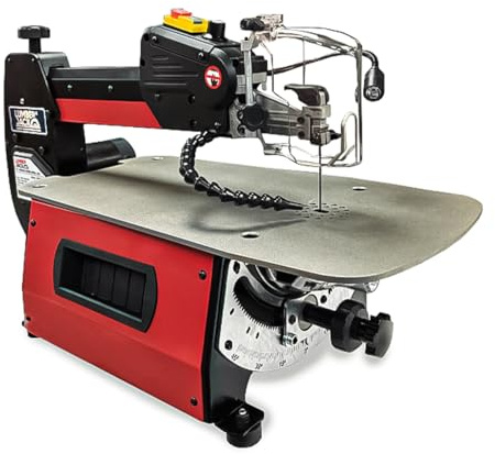 LUMBER JACK 18 Variable Speed Scroll Saw 80W Precision Motor, 460mm Throat Depth, Adjustable Angles, Air Blower, Onboard Blade Storage, Flexible LED Work Light, Ideal for Woodworking