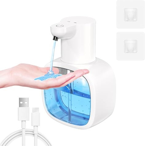 Etopgo Automatischer Seifenspender mit Sensor, Wandmontierbar, 4 Stufen, IPX5 Wasserdicht, 500 ml, Weiß