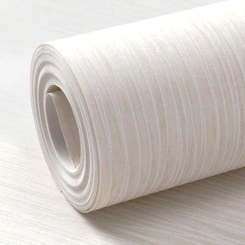 Anttyscar Plain Beige Striped Wallpaper Modern Thick 3D Textured Flocking Embossed Wallpaper for Adults Teenager Kids Bedroom Living Room Hallway Stairs Lounge C