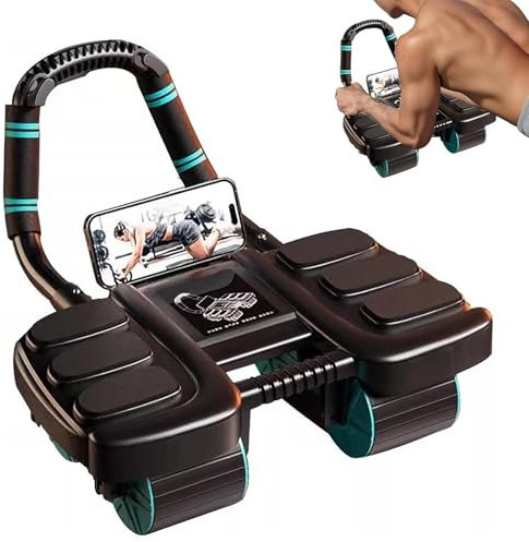 Bauchmuskeltrainer mit automatischem Rückprall, Bauchmuskelstütze, 4 Wheel Bauchtrainer, Männer und Frauen, Bauchtraining, Workout Equipment für Fitness Enthusiasten & Anfänger (schwarz)
