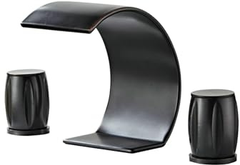 WDSOPK Grifos De Lavabo para Baño, Grifo De Cascada De Boca Ancha, Grifo Curvo De Latón con Doble Manija, Color Gris.(Vintage Black)