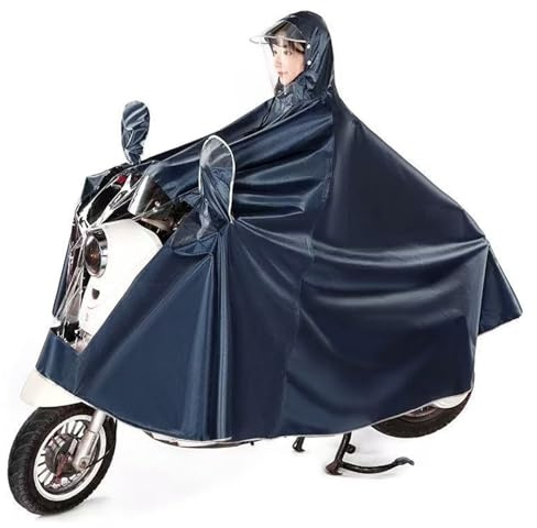 ACEFCXAUSVC Rain Poncho，Rain Cape Adult Waterproof， Oxford Hooded Rain Poncho for Bike, Ebike, Motorcycle, Mobility Scooter Unisex Windproof Rain Cape(Navy Blue,4X-Large)