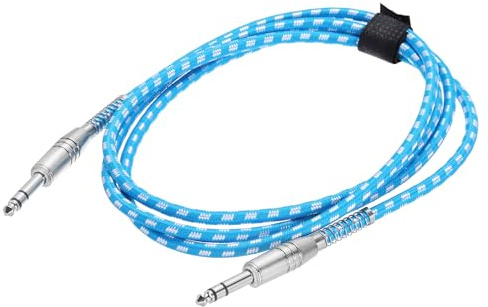 QUARKZMAN Cavo per Strumento Chitarra, 6 Piedi 1/4 Pollice a 1/4 Pollice Angolo Dritto a Dritto Cavo Jack per Chitarra Elettrica per Basso, Bianco Blu