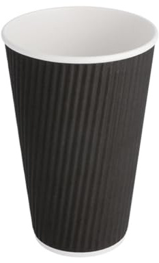 DOT Horeca Solutions - Bicchiere Cartoncino Doppia Parete Corrugata Nero 480 ml (16 Oz) – 50 pz - Bicchieri da Asporto - Bevande Calde caffè, tè, Tisane, Latte e Cioccolata