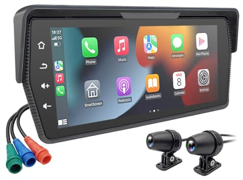 Steowsey Portatile 6.86 Pollice Del Motociclo DVR Wireless Carplay Android Schermo Auto Schermo GPS Monitor Dual AHD Telecamere