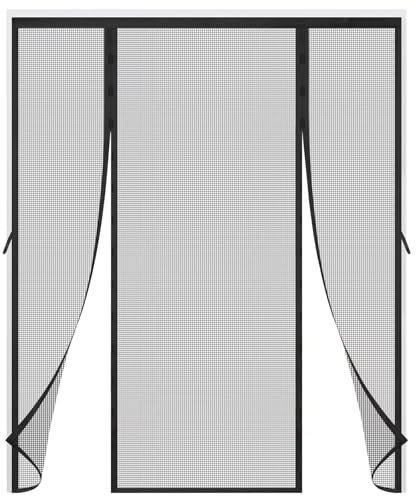 Anpassbare Fliegengittertür mit verstärktem, katzensicherem Netz und Verschluss, um das Entkommen von Haustieren zu verhindern245x240cm Schwarz