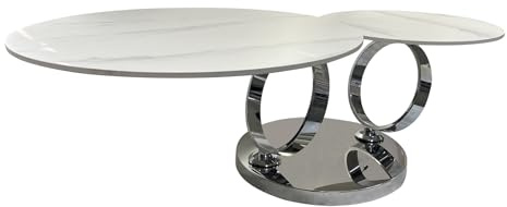 Couchtisch DANCING RINGS 133cm - weiß - Keramik - Ablagefläche