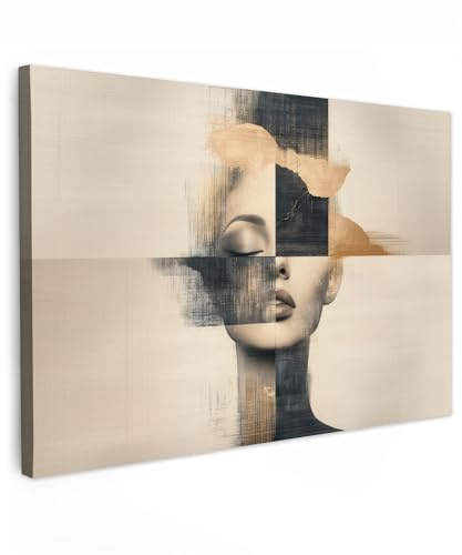 MuchoWow© Wandbilder Groß XXL Wohnzimmer Wanddeko Schlafzimmer Zimmerdeko | 120x80 cm - Wandgemälde Zimmer Deko auf Wand Dekoration Wall Art Gold - Frau - Rechtecke