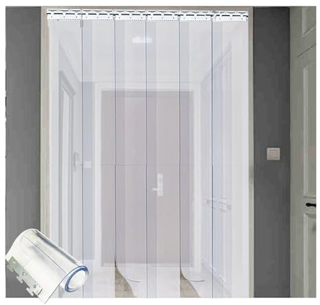 Tenda a strisce in plastica spessa 1 mm per sala fredda e magazzino, 135 x 230 cm, ideale per catering, risparmio energetico, protezione e facile accesso